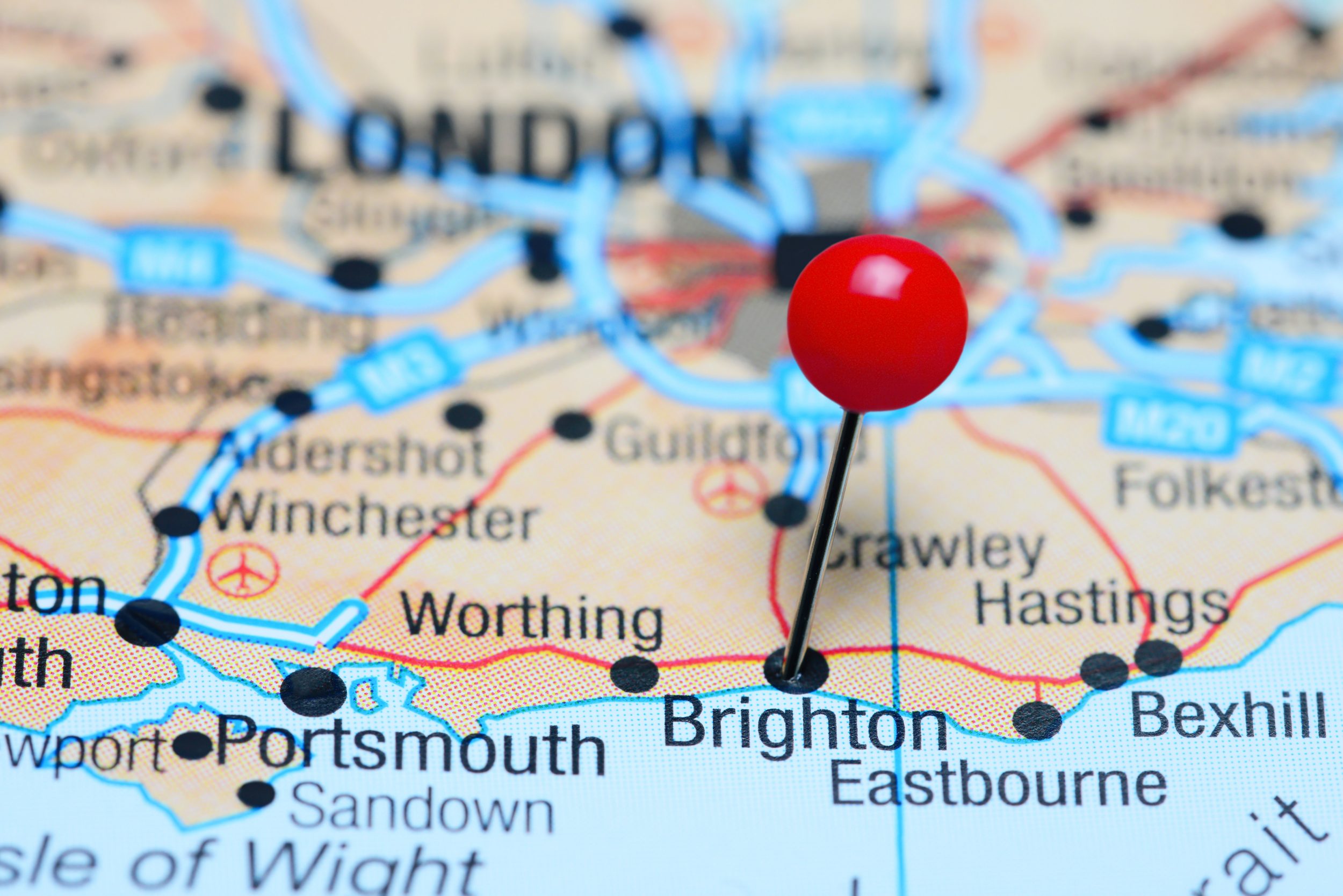 Brighton,Pinned,On,A,Map,Of,Uk