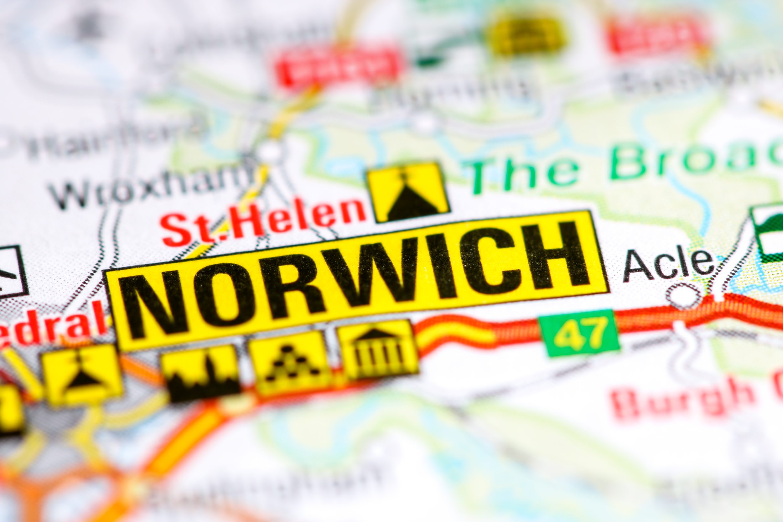Norwich.,United,Kingdom,On,A,Map