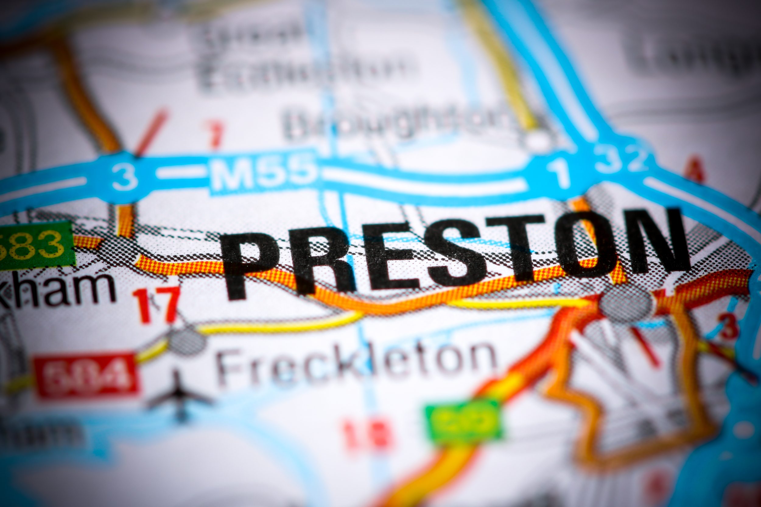 Preston.,United,Kingdom,On,A,Map